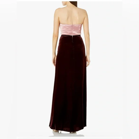 Jill Stuart (Orig: $518) Two Tone Silk Velvet Strapless Formal Gown Sz 10 - Picture 3 of 12